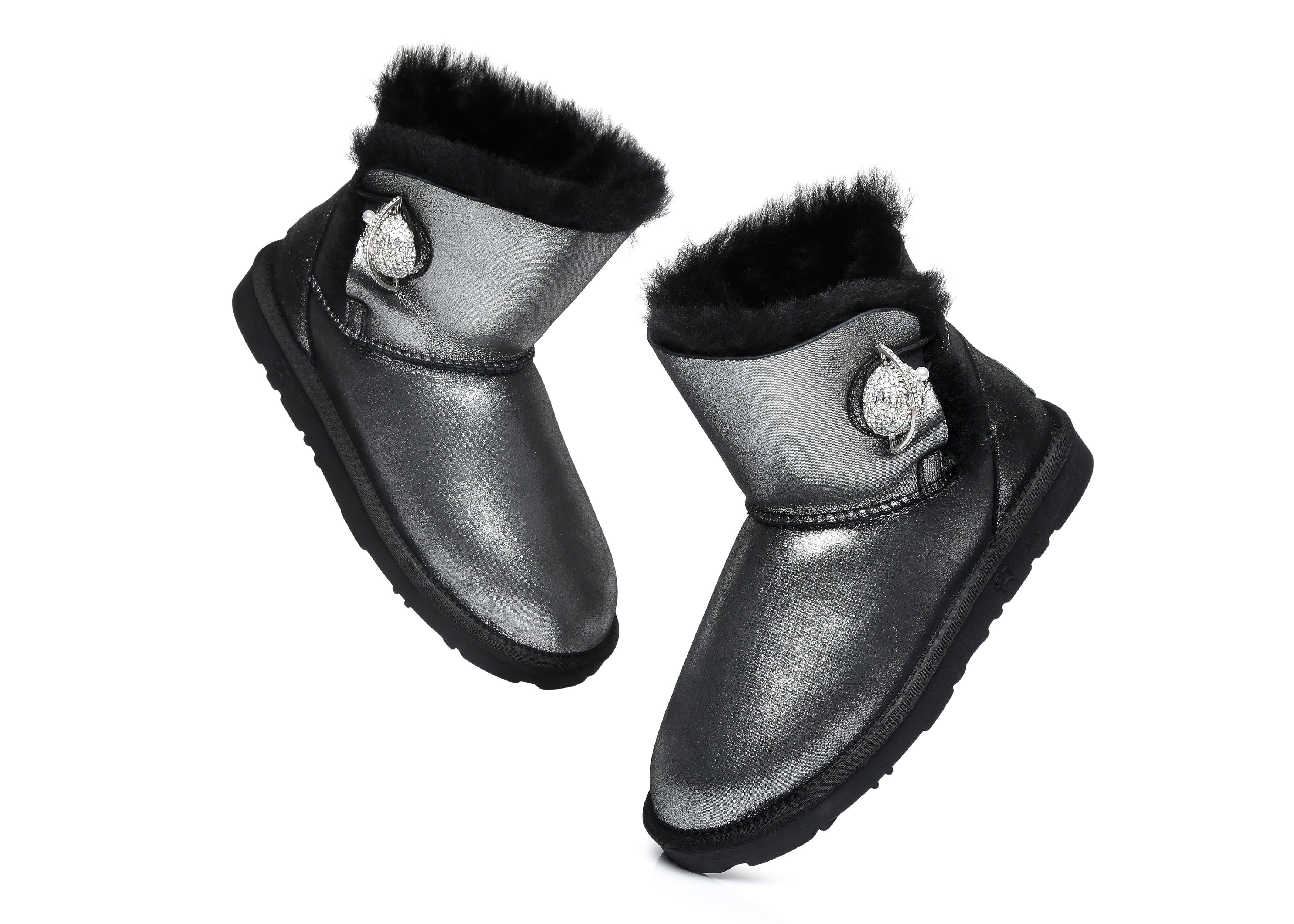 Mini Metallic Single Button Sheepskin Boots Women Jupiter - Uggoutlet
